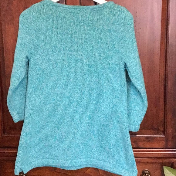 LL Bean roll crew neck sweater, 3/4 sleeves, tunic length, vents 100% cotton L - Picture 5 of 9